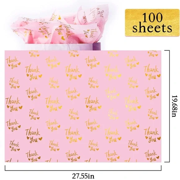 100 Pink Thank You Tissue Paper Sheets, 14x20 PRICE IS FIRM - Picture 11 of 11